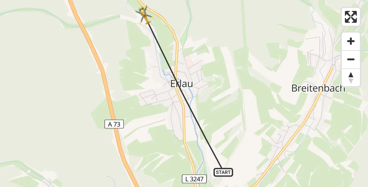 Flugroute Rettungshubschrauber Schleusingen - Schleusingen, 23 Juli 2026, 14:06