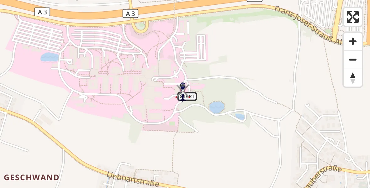 Flugroute Polizeihubschrauber DRF Air Rescue Station Regensburg / Regensburg University Hospital - DRF Air Rescue Station Regensburg / Regensburg University Hospital, 23 Juli 2026, 14:59