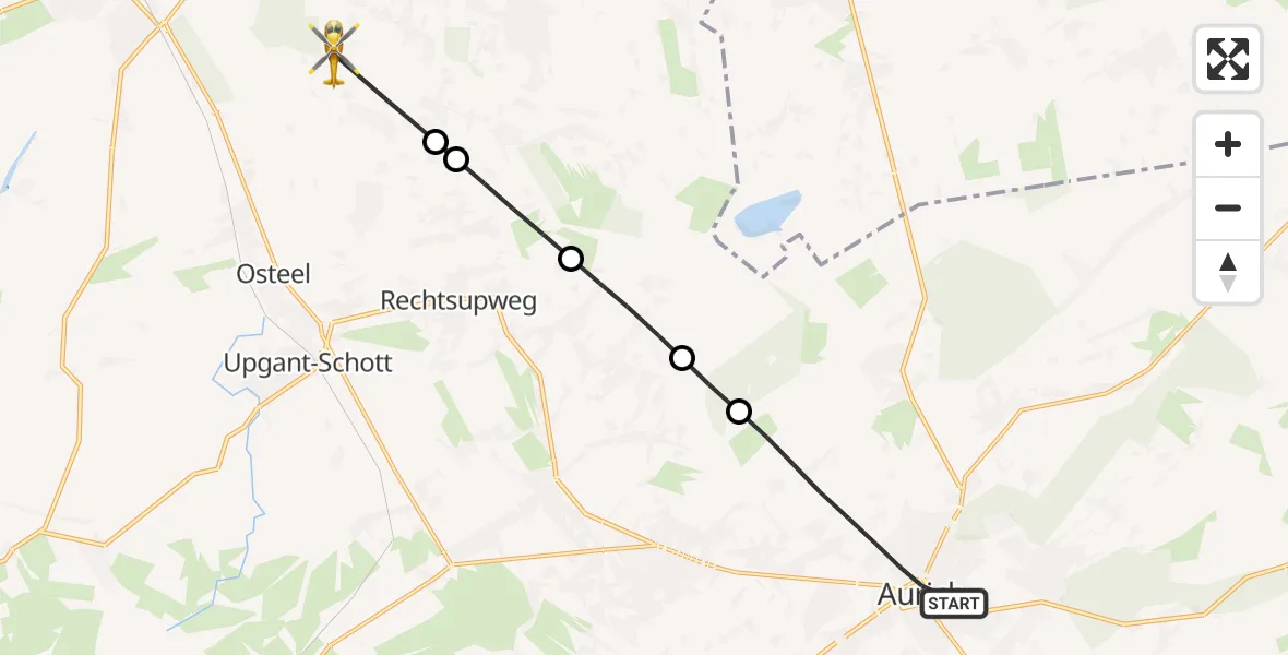 Flugroute Ambulanzhubschrauber Aurich - Halbemond, 23 Juli 2026, 15:01