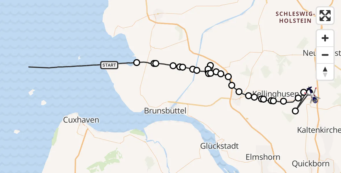Flugroute Polizeihubschrauber Friedrichskoog - Wiemersdorf, 23 Juli 2026, 15:05
