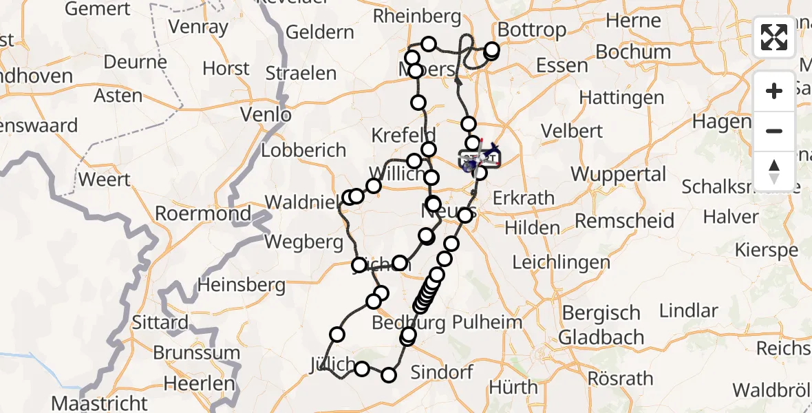 Flugroute Polizeihubschrauber Düsseldorf Flughafen - Düsseldorf Flughafen, 23 Juli 2026, 16:28