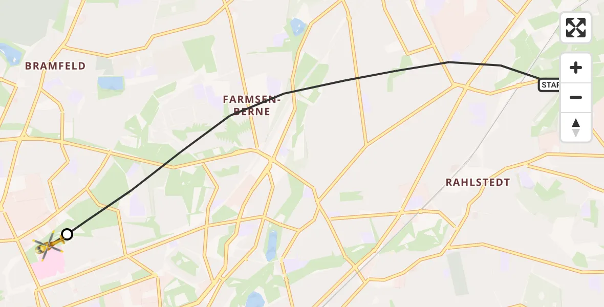 Flugroute Rettungshubschrauber Hamburg - Hamburg Military Hospital, 23 Juli 2026, 16:42