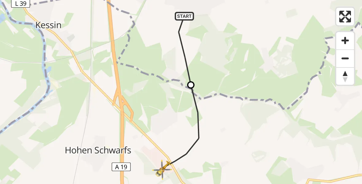 Flugroute Ambulanzhubschrauber Roggentin - Dummerstorf, 23 Juli 2026, 17:16