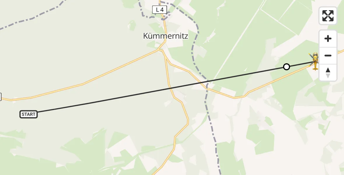 Flugroute Rettungshubschrauber Havelberg - Zernitz-Lohm, 23 Juli 2026, 17:54