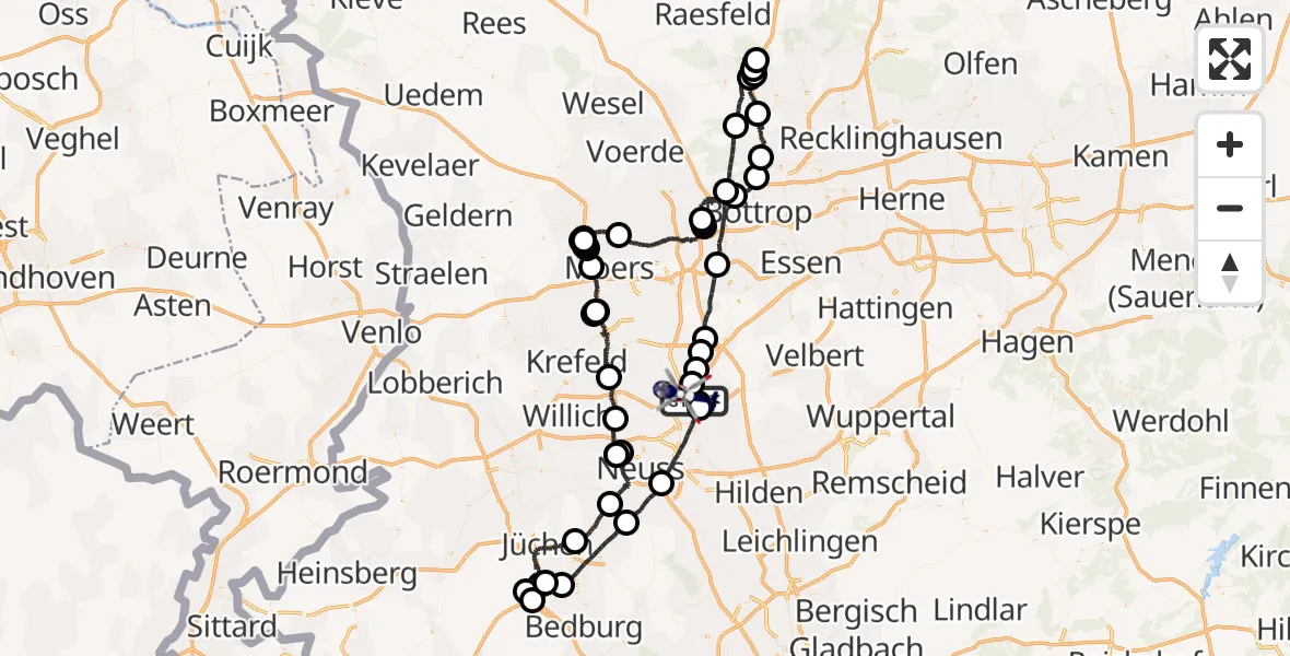 Flugroute Polizeihubschrauber Düsseldorf Flughafen - Düsseldorf Flughafen, 23 Juli 2026, 19:55
