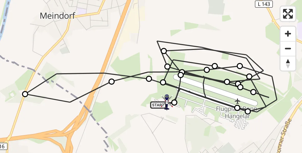 Flugroute Polizeihubschrauber Sankt Augustin - Sankt Augustin, 24 Juli 2026, 05:46