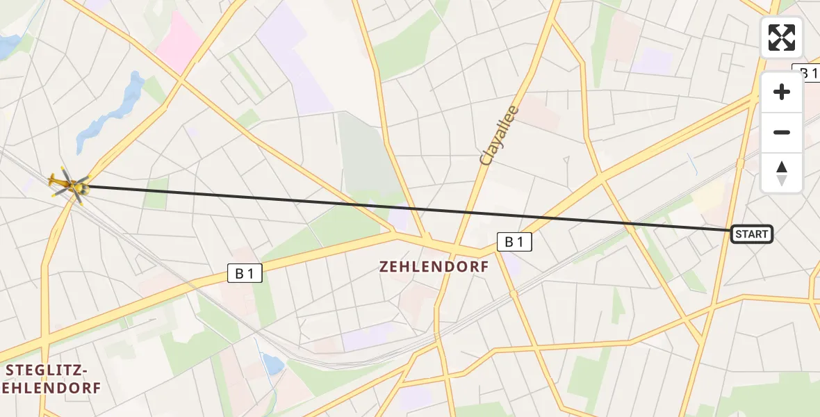 Flugroute Rettungshubschrauber Berlin - Berlin, 24 Juli 2026, 07:35