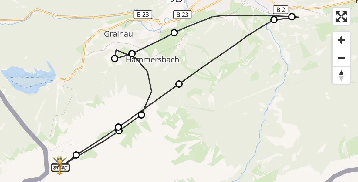 Flugroute Rettungshubschrauber Grainau - Grainau, 24 Juli 2026, 07:58