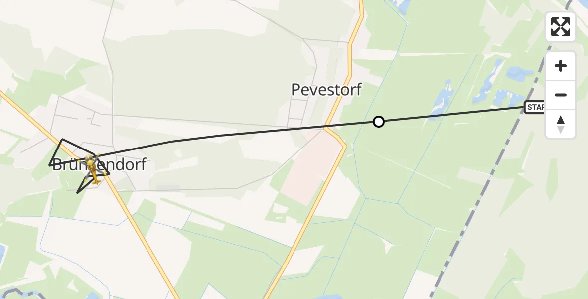 Flugroute Rettungshubschrauber Gartow - Höhbeck, 24 Juli 2026, 08:24