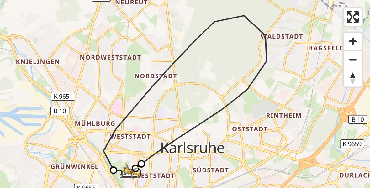Flugroute Ambulanzhubschrauber Sankt Vincentius Hospital - Sankt Vincentius Hospital, 24 Juli 2026, 09:28