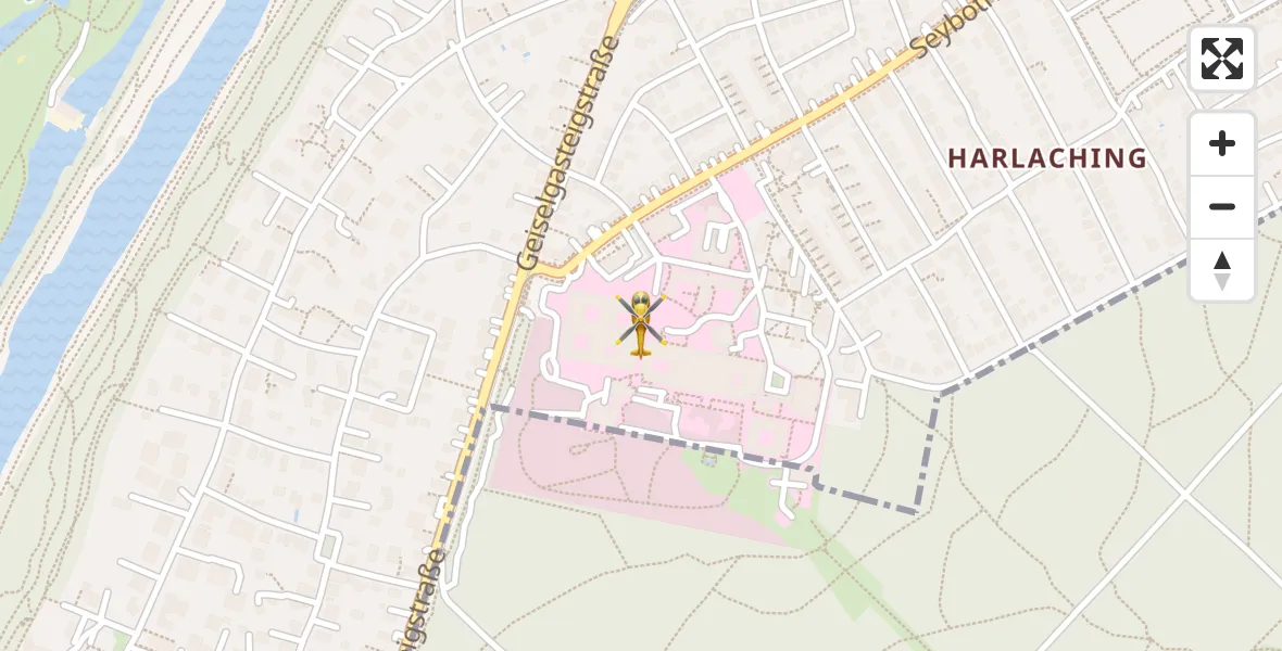 Flugroute Rettungshubschrauber ADAC Air Rescue Center Hubschrauberlandeplatz (Christoph 1) - ADAC Air Rescue Center Hubschrauberlandeplatz (Christoph 1), 24 Juli 2026, 09:49