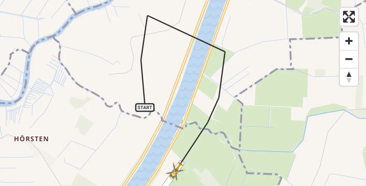Flugroute Ambulanzhubschrauber Schülp b.Rendsburg - Hörsten, 24 Juli 2026, 10:00