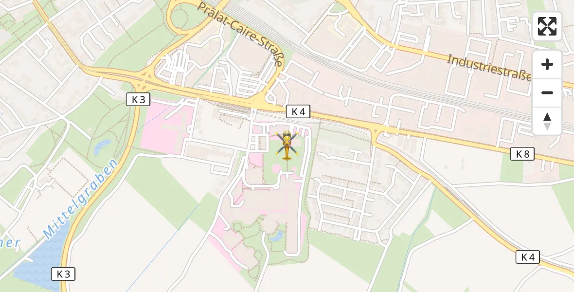 Flugroute Rettungshubschrauber Ludwigshafen Accident Hospital - Ludwigshafen Accident Hospital, 24 Juli 2026, 10:09