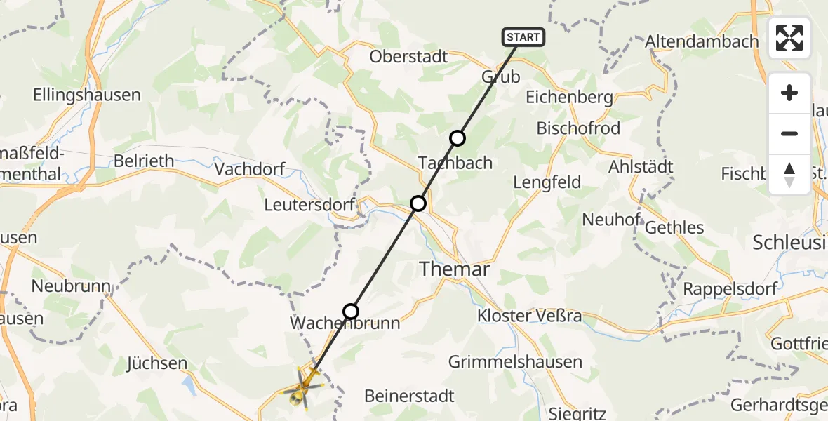 Flugroute Rettungshubschrauber Grub - Grabfeld, 24 Juli 2026, 10:27