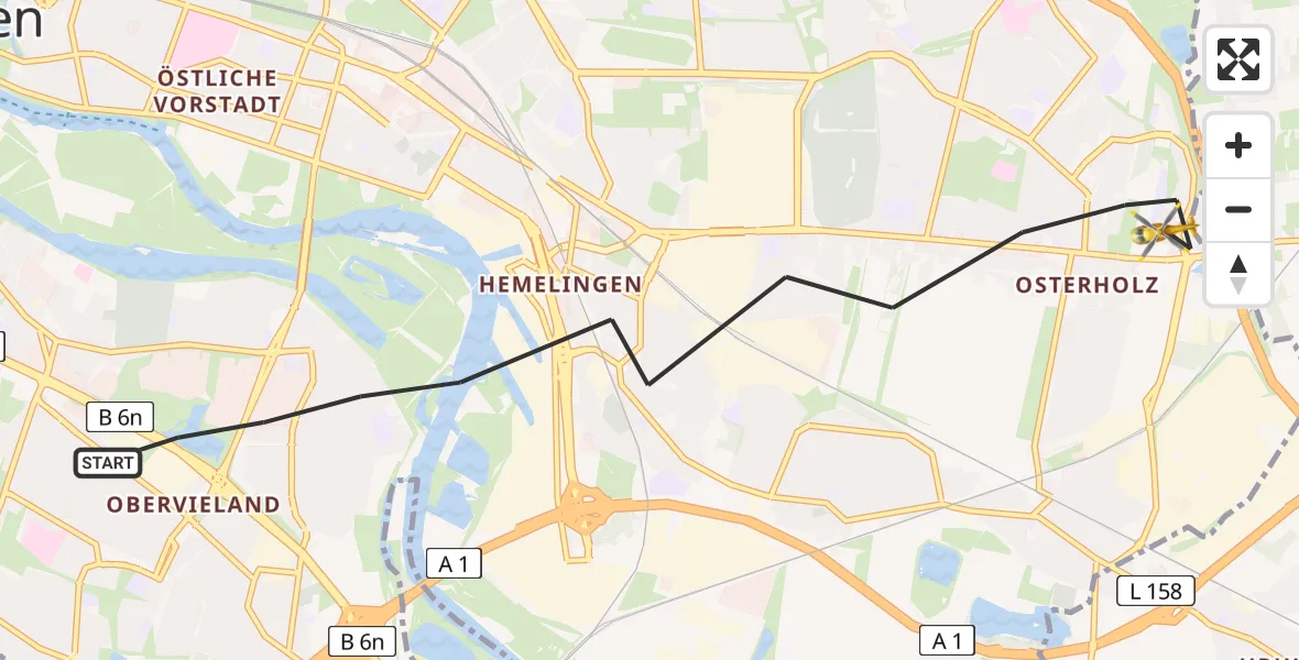 Flugroute Rettungshubschrauber Bremen - Bremen, 24 Juli 2026, 11:58