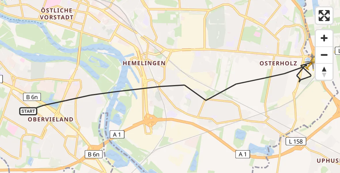 Flugroute Rettungshubschrauber Bremen - Bremen, 24 Juli 2026, 13:21