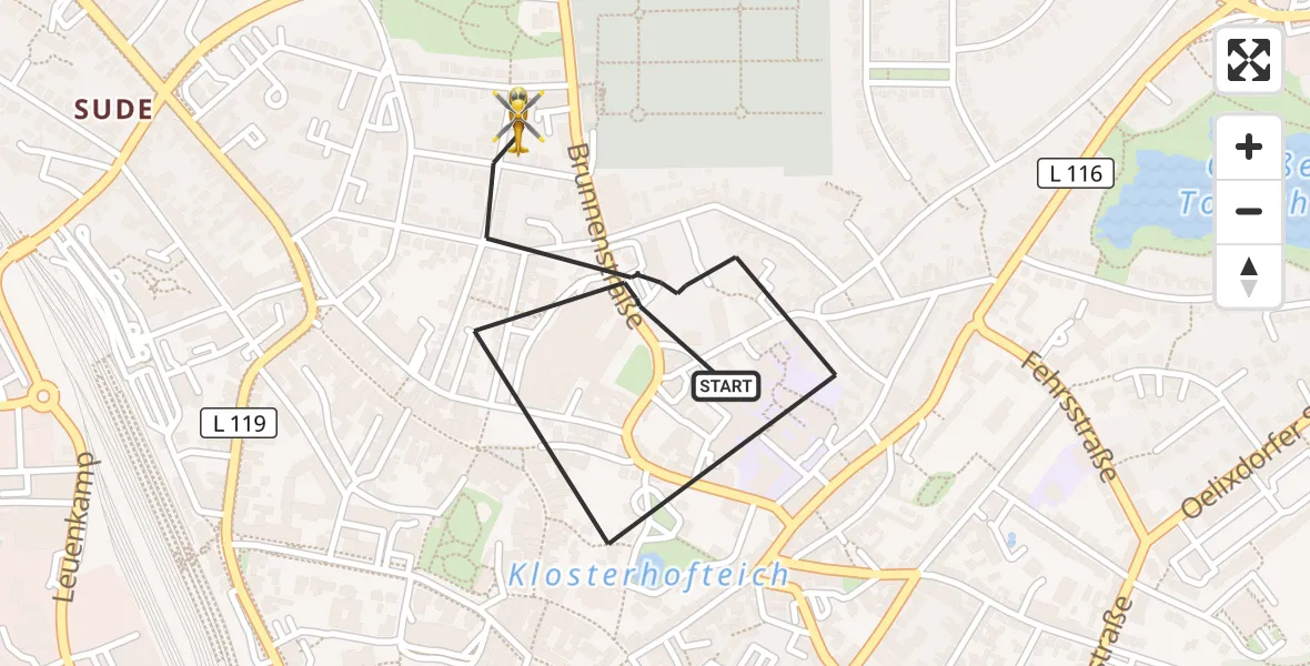 Flugroute Rettungshubschrauber Itzehoe - Itzehoe, 24 Juli 2026, 13:28