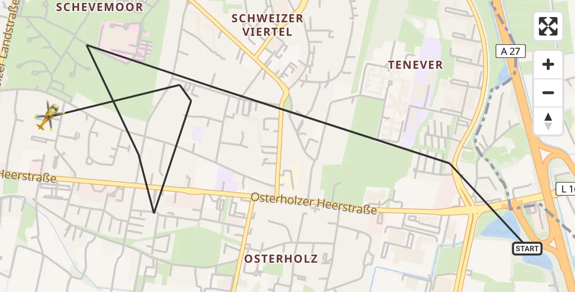 Flugroute Rettungshubschrauber Bremen - Bremen, 24 Juli 2026, 13:54