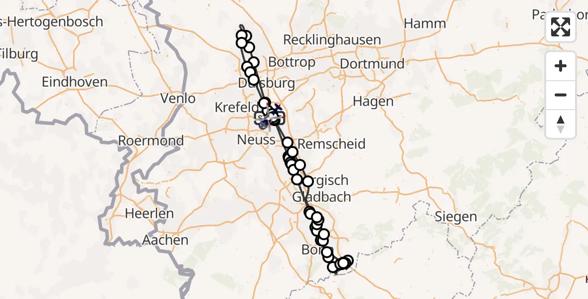 Flugroute Polizeihubschrauber Düsseldorf Flughafen - Düsseldorf Flughafen, 24 Juli 2026, 14:20