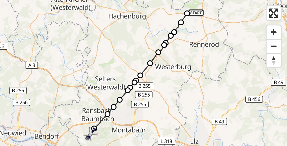 Flugroute Polizeihubschrauber Salzburg - Höhr-Grenzhausen, 24 Juli 2026, 14:28