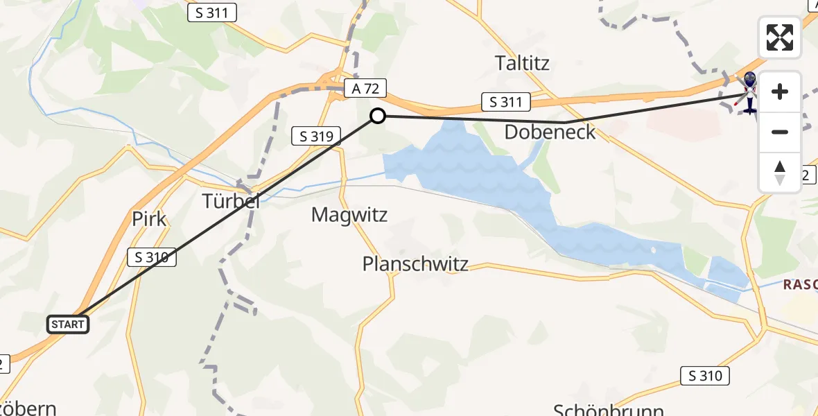 Flugroute Polizeihubschrauber Weischlitz - Plauen, 24 Juli 2026, 15:12