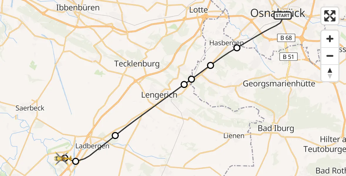 Flugroute Ambulanzhubschrauber Osnabrück - Christoph  Westfalen-ADAC, 24 Juli 2026, 16:15