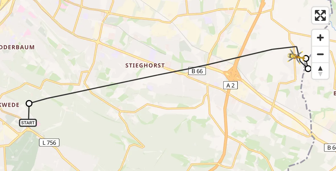 Flugroute Rettungshubschrauber Luftrettungszentrum Bielefeld - Bielefeld, 24 Juli 2026, 17:00