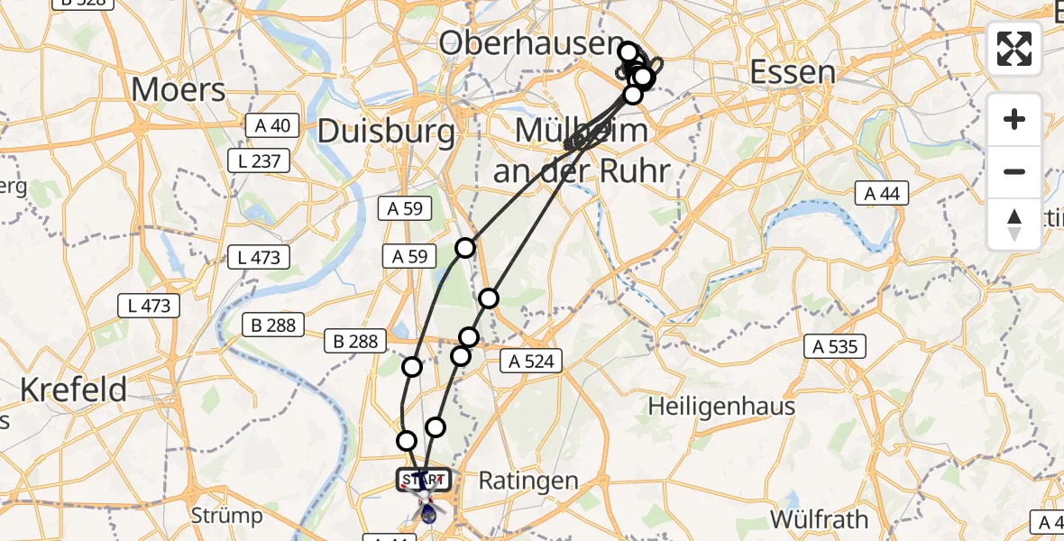 Flugroute Polizeihubschrauber Düsseldorf Flughafen - Düsseldorf Flughafen, 24 Juli 2026, 17:19