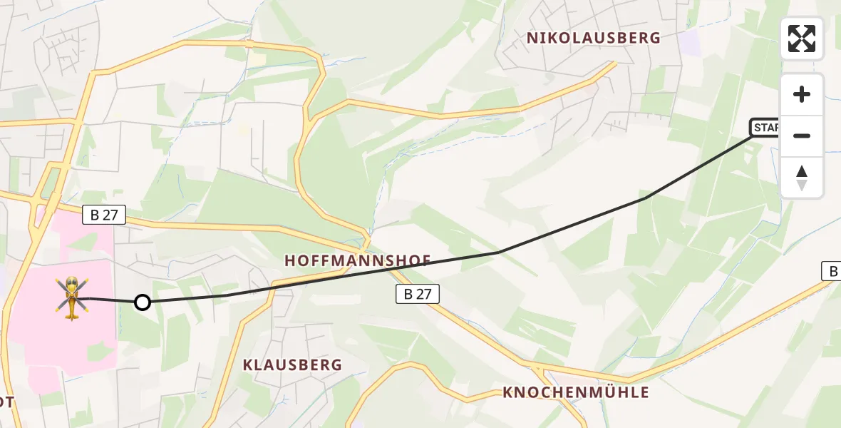 Flugroute Rettungshubschrauber Göttingen - Göttingen University Clinic Hubschrauberlandeplatz, 24 Juli 2026, 18:23
