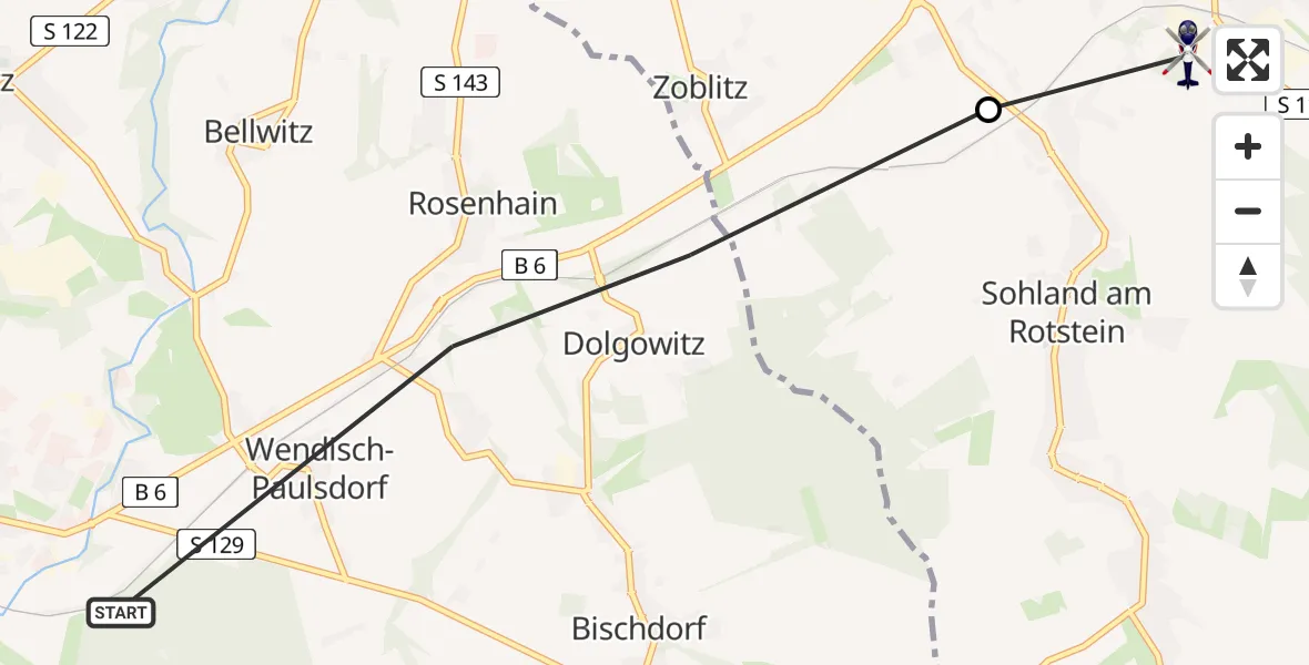 Flugroute Polizeihubschrauber Löbau - Reichenbach/O.L., 24 Juli 2026, 18:29