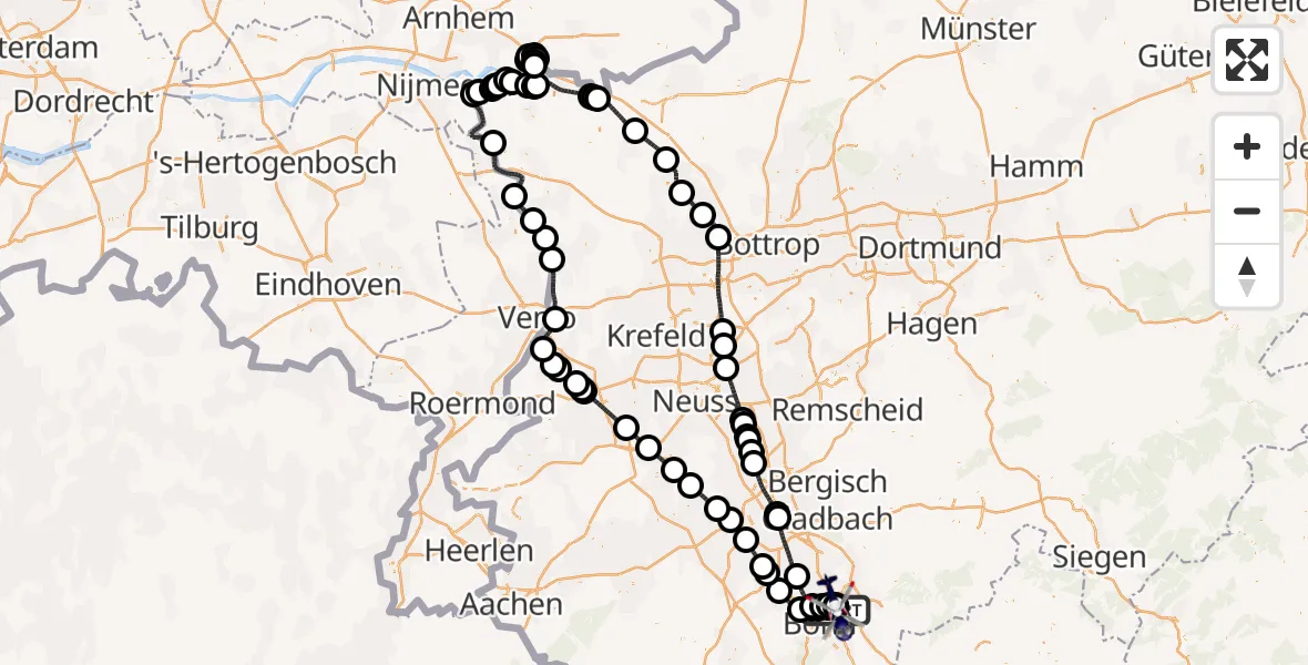Flugroute Polizeihubschrauber Sankt Augustin - Sankt Augustin, 24 Juli 2026, 18:41