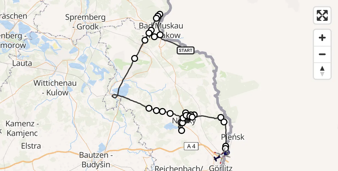 Flugroute Polizeihubschrauber Krauschwitz i.d.O.L. - Görlitz, 24 Juli 2026, 19:34