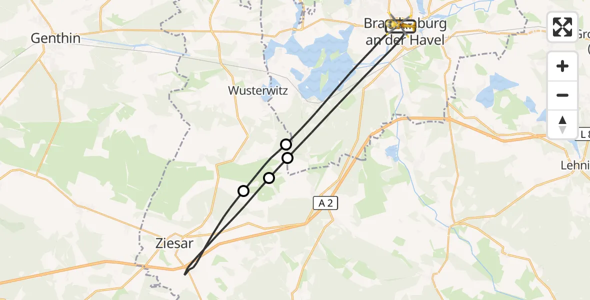Flugroute Rettungshubschrauber Brandenburg an der Havel - Brandenburg an der Havel, 25 Juli 2026, 05:32