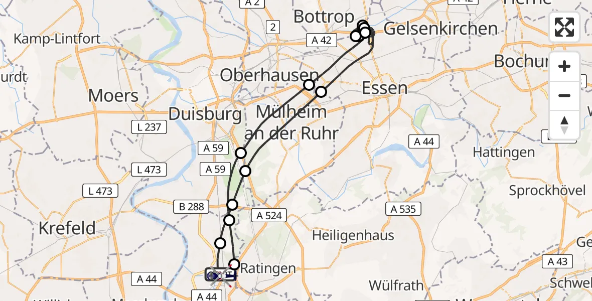 Flugroute Polizeihubschrauber Düsseldorf Flughafen - Düsseldorf Flughafen, 25 Juli 2026, 08:00