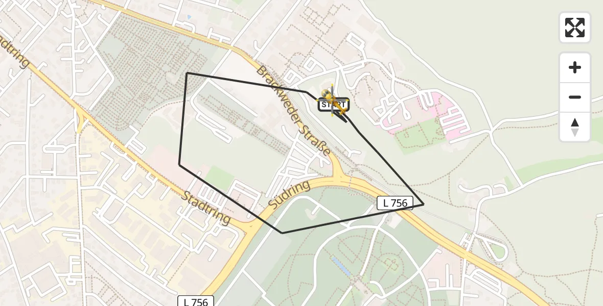 Flugroute Rettungshubschrauber Luftrettungszentrum Bielefeld - Luftrettungszentrum Bielefeld, 25 Juli 2026, 08:08