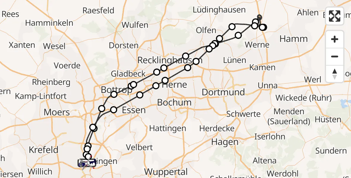 Flugroute Polizeihubschrauber Düsseldorf Flughafen - Düsseldorf Flughafen, 25 Juli 2026, 09:12