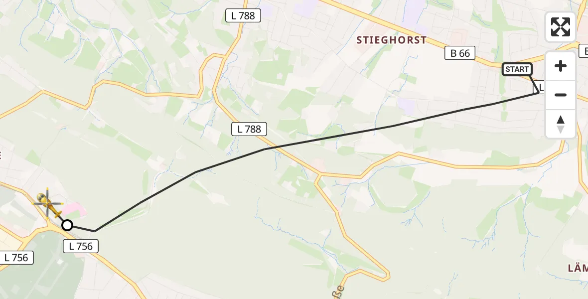 Flugroute Rettungshubschrauber Bielefeld - Luftrettungszentrum Bielefeld, 25 Juli 2026, 10:01