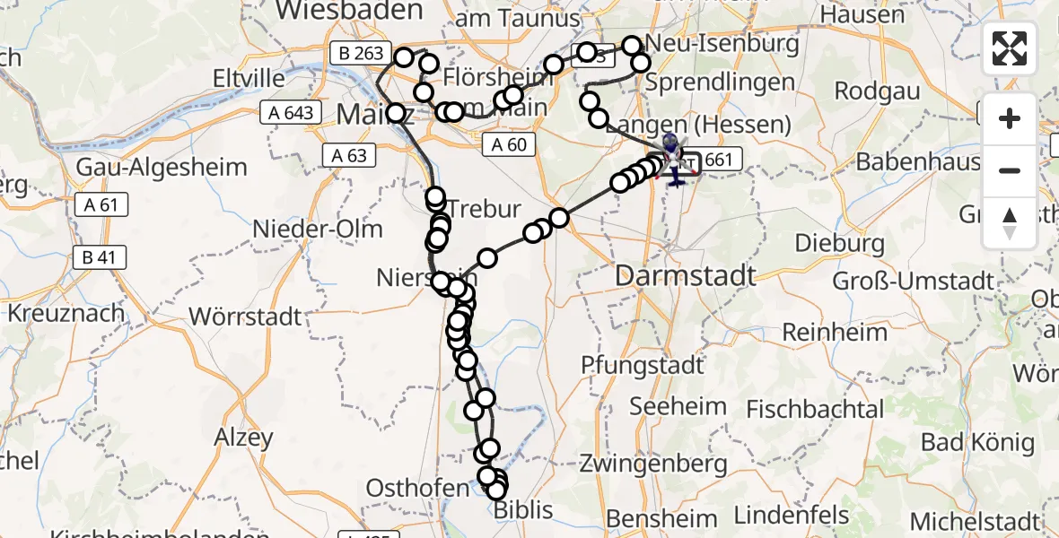 Flugroute Polizeihubschrauber Flughafen Frankfurt-Egelsbach - Flughafen Frankfurt-Egelsbach, 25 Juli 2026, 10:36