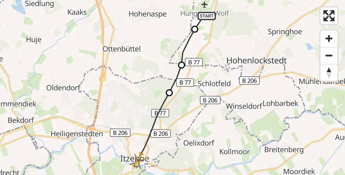 Flugroute Rettungshubschrauber Itzehoe Hungriger Wolf Flugplatz - Itzehoe, 25 Juli 2026, 11:17
