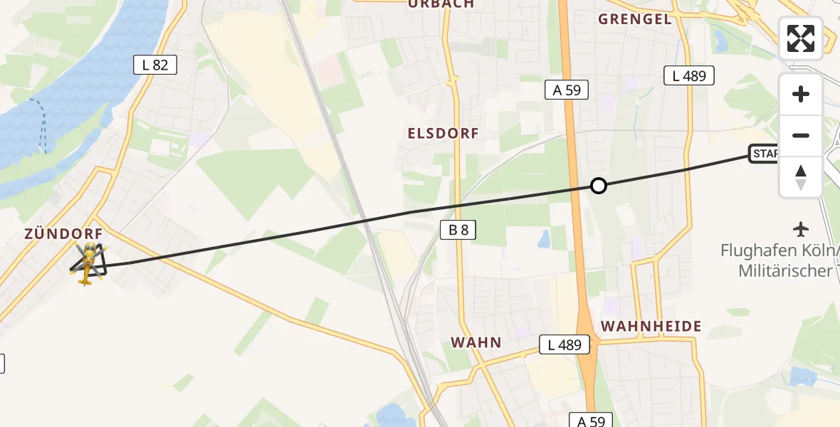 Flugroute Rettungshubschrauber Köln Bonn Flughafen - Köln, 25 Juli 2026, 11:24