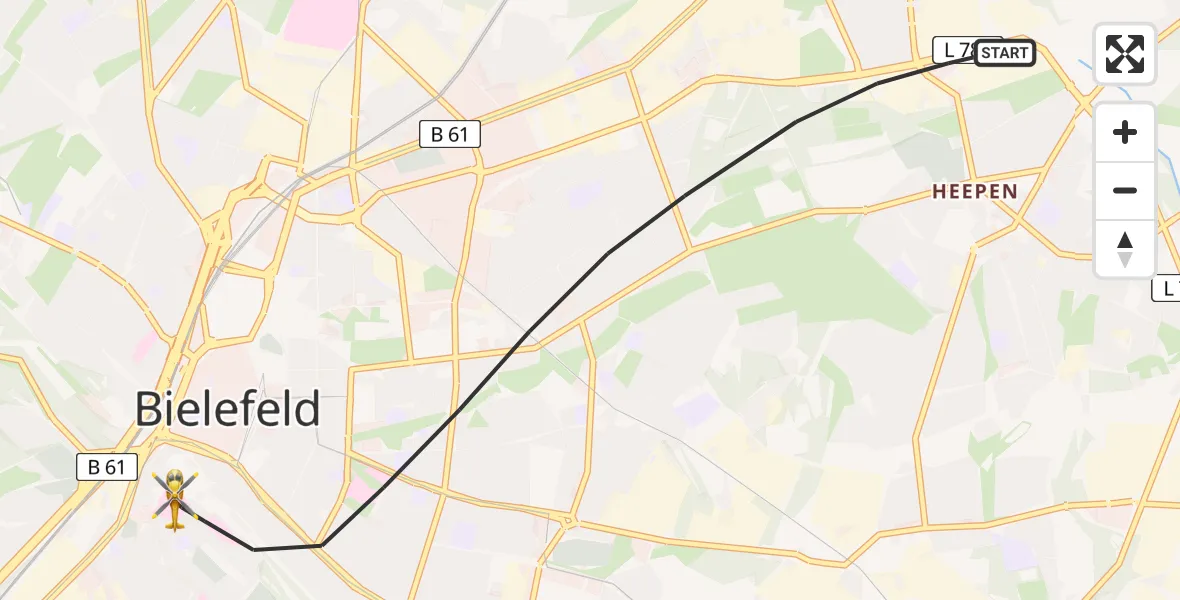 Flugroute Rettungshubschrauber Bielefeld - Bielefeld, 25 Juli 2026, 11:28