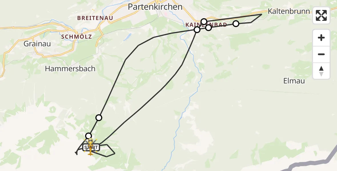 Flugroute Rettungshubschrauber Garmisch-Partenkirchen - Garmisch-Partenkirchen, 25 Juli 2026, 11:50