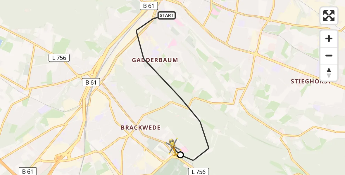 Flugroute Rettungshubschrauber Bielefeld - Luftrettungszentrum Bielefeld, 25 Juli 2026, 11:58