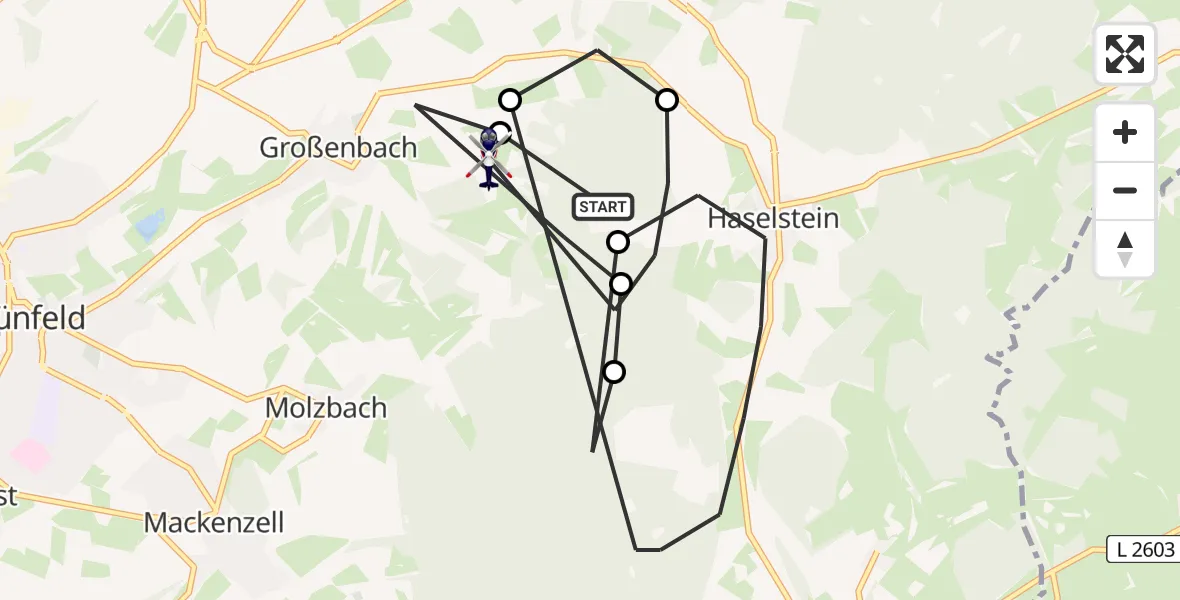 Flugroute Polizeihubschrauber Nüsttal - Hünfeld, 25 Juli 2026, 12:11