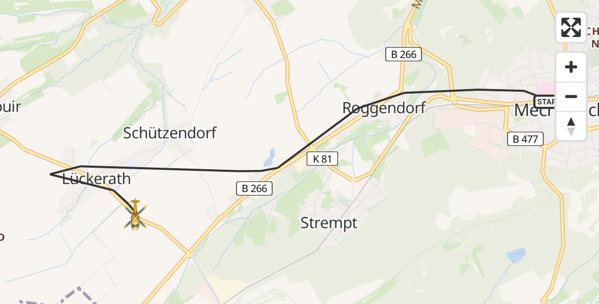 Flugroute Rettungshubschrauber Mechernich - Mechernich, 25 Juli 2026, 13:17
