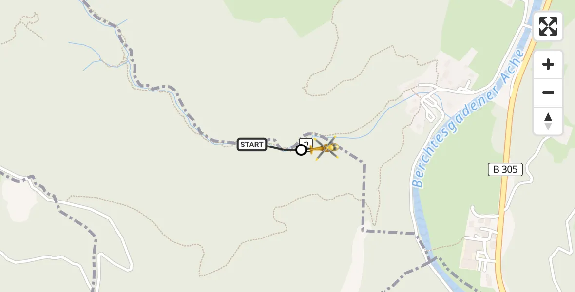 Flugroute Rettungshubschrauber Schellenberger Forst - Marktschellenberg, 25 Juli 2026, 14:43