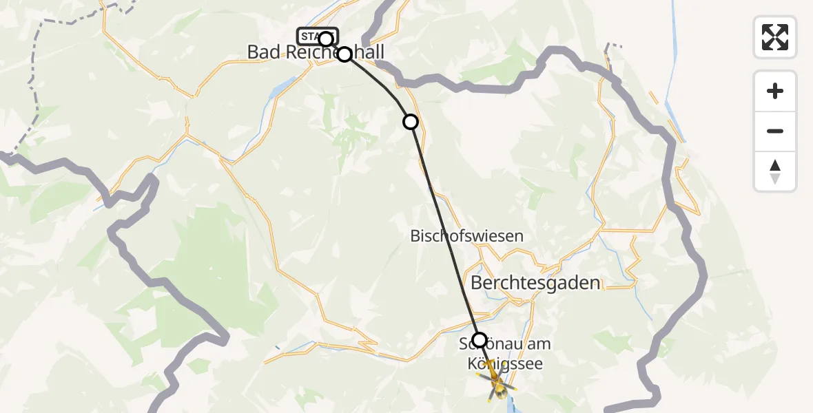 Flugroute Rettungshubschrauber Bad Reichenhall Hospital - Schönau a.Königssee, 25 Juli 2026, 15:11
