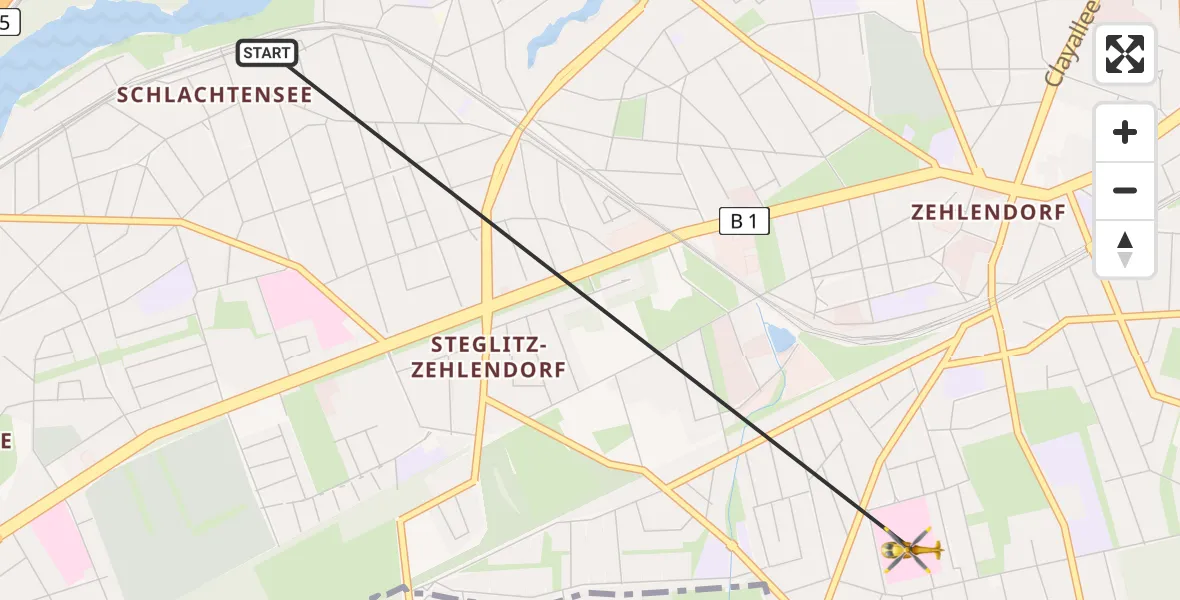 Flugroute Rettungshubschrauber Berlin - Berlin, 25 Juli 2026, 15:26