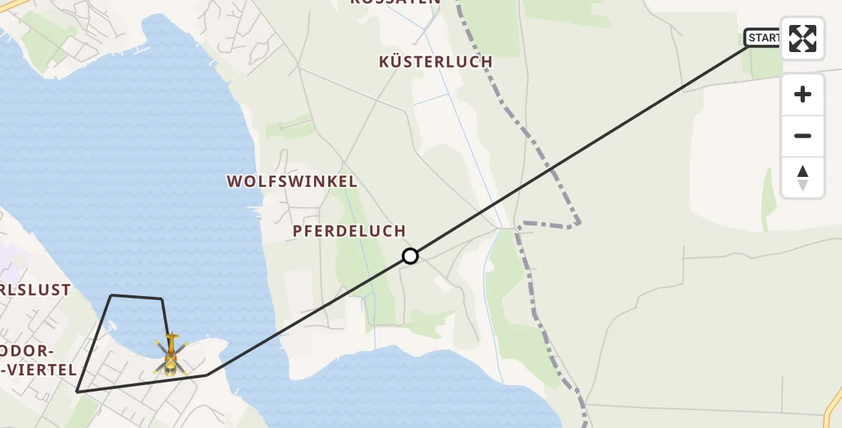 Flugroute Rettungshubschrauber Reichenwalde - Storkow (Mark), 25 Juli 2026, 15:40