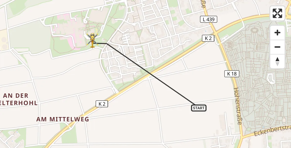 Flugroute Rettungshubschrauber Worms - Worms, 25 Juli 2026, 15:42